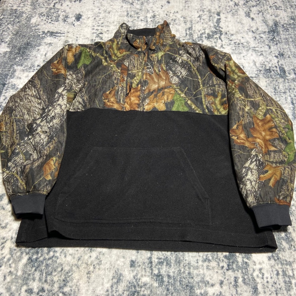 Drake Waterfowl Systems Mens 2XL Camo Black Fleece Quarter Zip Pullover Jacket